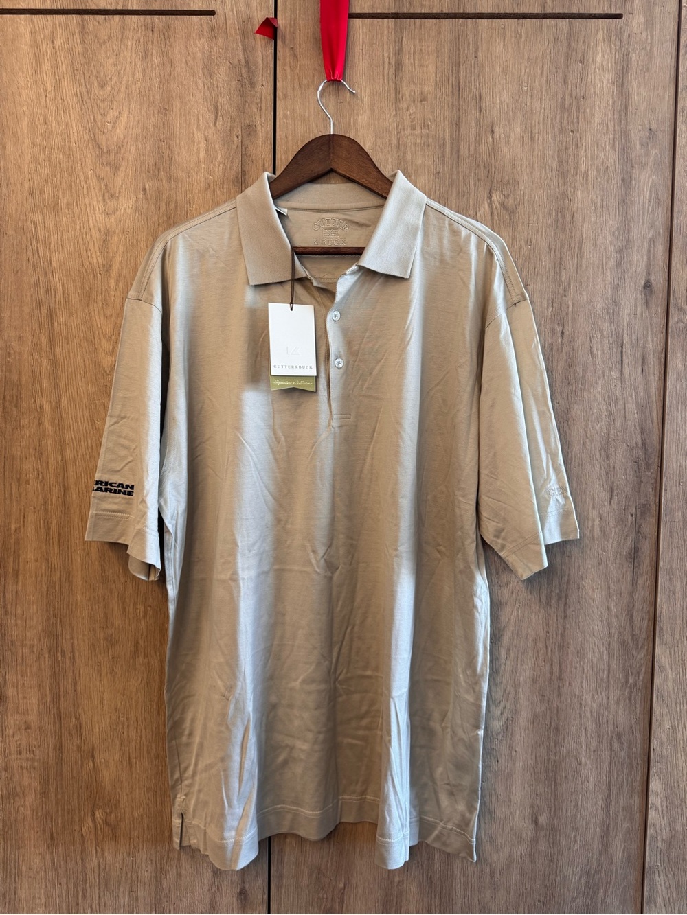 NWT Cutter & Buck Neutral Men’s Polished Preppy Short-Sleeve Polo Beige XL